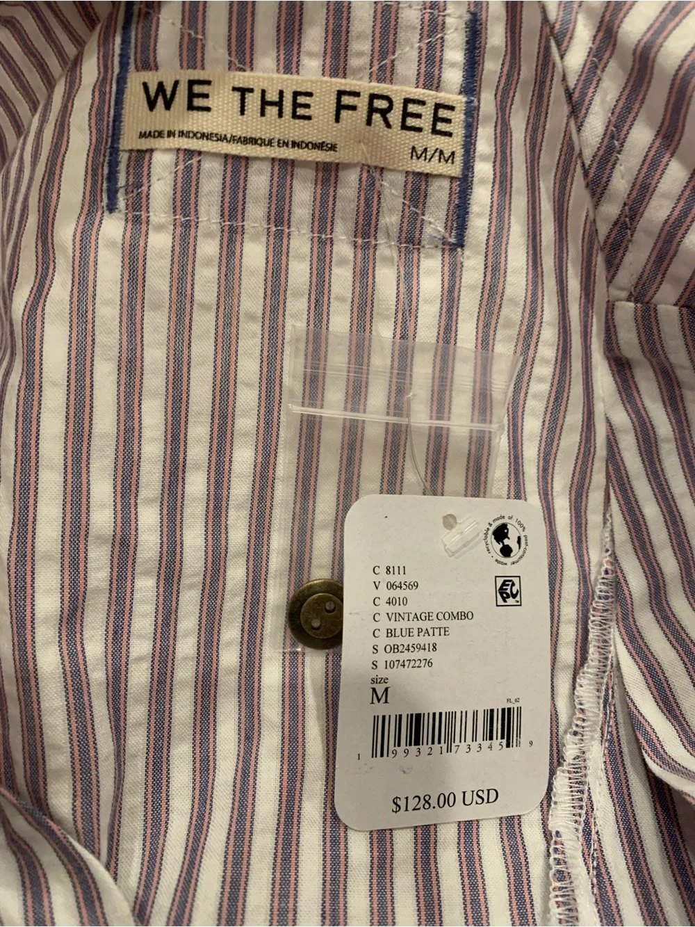 We The Free Striped Ruffle Top, Size M, NWT